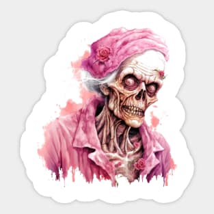 Pink Halloween Zombie Sticker